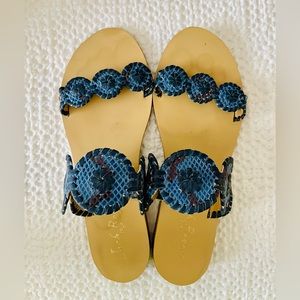 Navy Leather Jack Rogers Flat Sandals